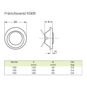 Frånluftsventil KGEB 100mm