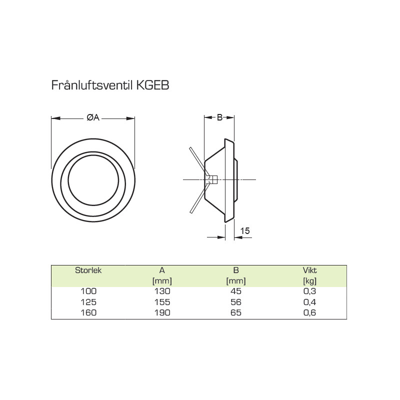 Frånluftsventil KGEB 100mm