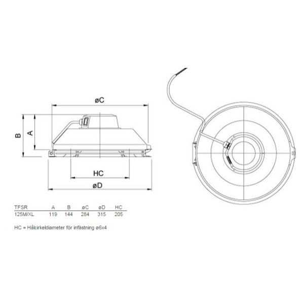 Systemair TFSR 125 XL Takfläkt röd