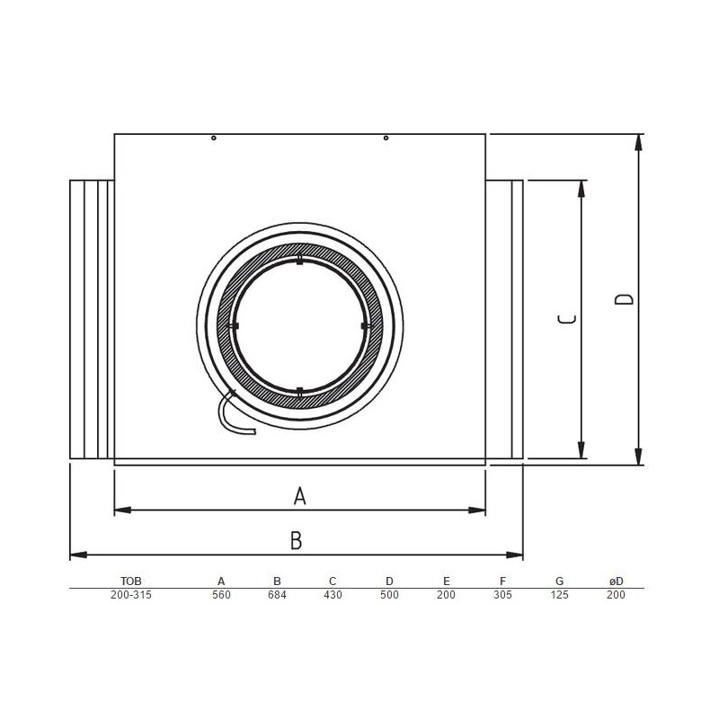 Systemair TOB 200-315 Profil Svart 200mm