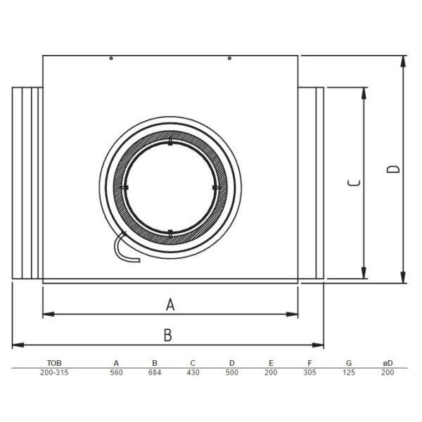 Systemair TOB 200-315 Profil Svart 200mm