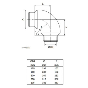 CR Böj 90 125 isolerad ventilationsböj