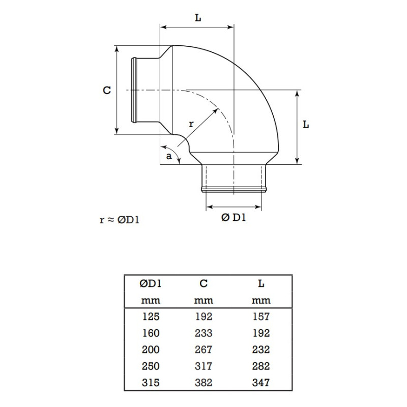 CR Böj 90 160 isolerad ventilationsböj