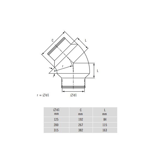 CR Böj 45 125 isolerad ventilationsböj