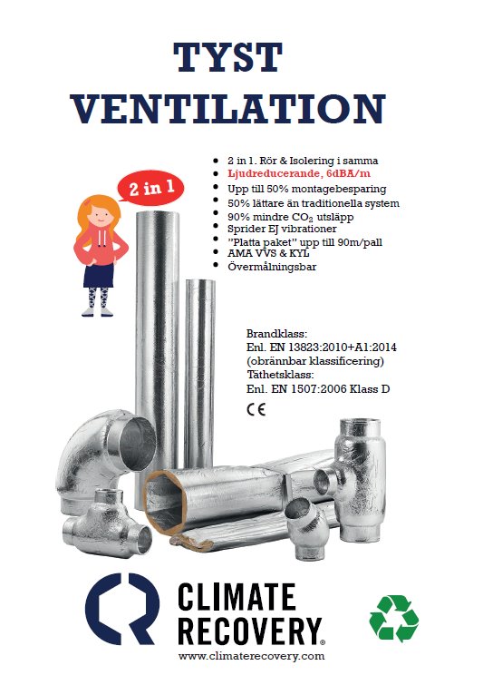 CR T-rör 200-200 isolerad ventilations T-rör