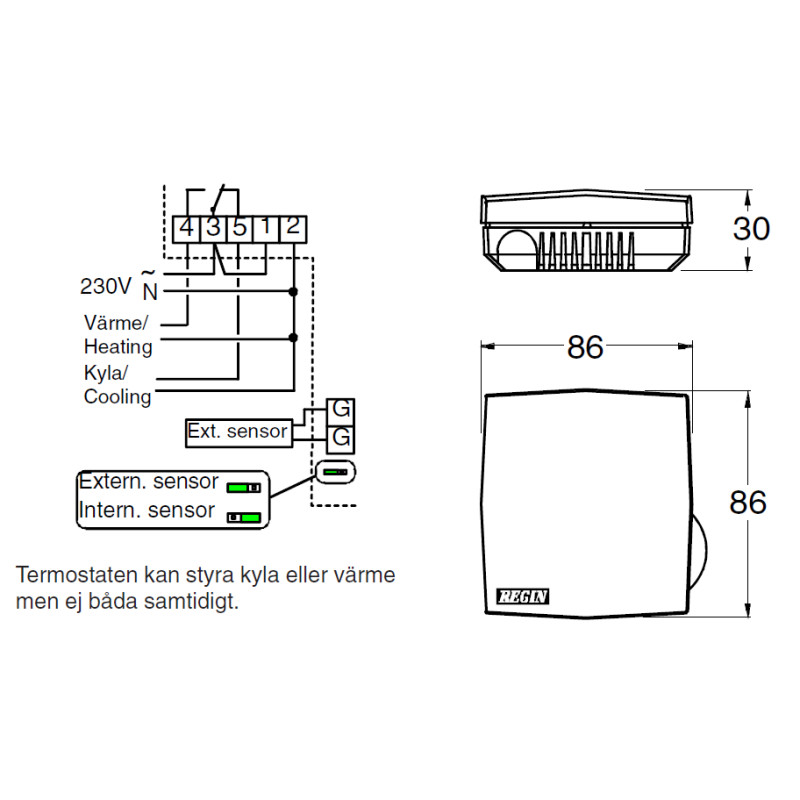 Regin TM1–50 Rumstermostat 20-50°C