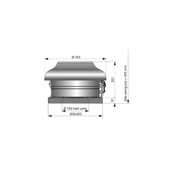 Östberg Takfläkt TKS EC-y1 300 C1 Svart