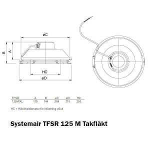 Systemair TFSR 125 M Takfläkt grå