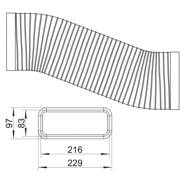 Flexibel Ventilationskanal 228x98 L1000mm