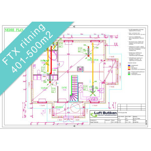 Ventilationsritning FTX system 4-plan 401-500 m2