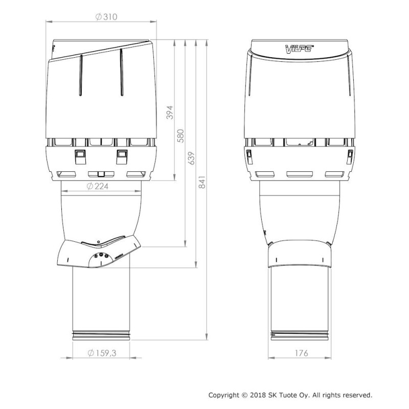 Vilpe Villahuv paket 160-125 2-KUP BETONG SVART