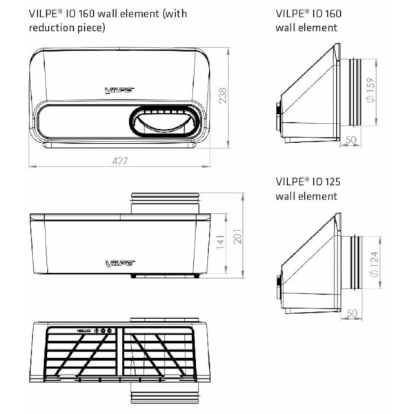 VILPE IO 125 COMBI VÄGG VIT