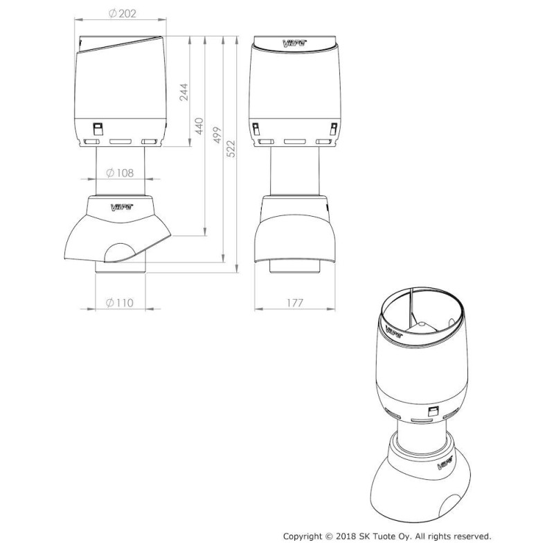 110P/300 FLOW AVLOPPSLUFTARE MED HATT SVART
