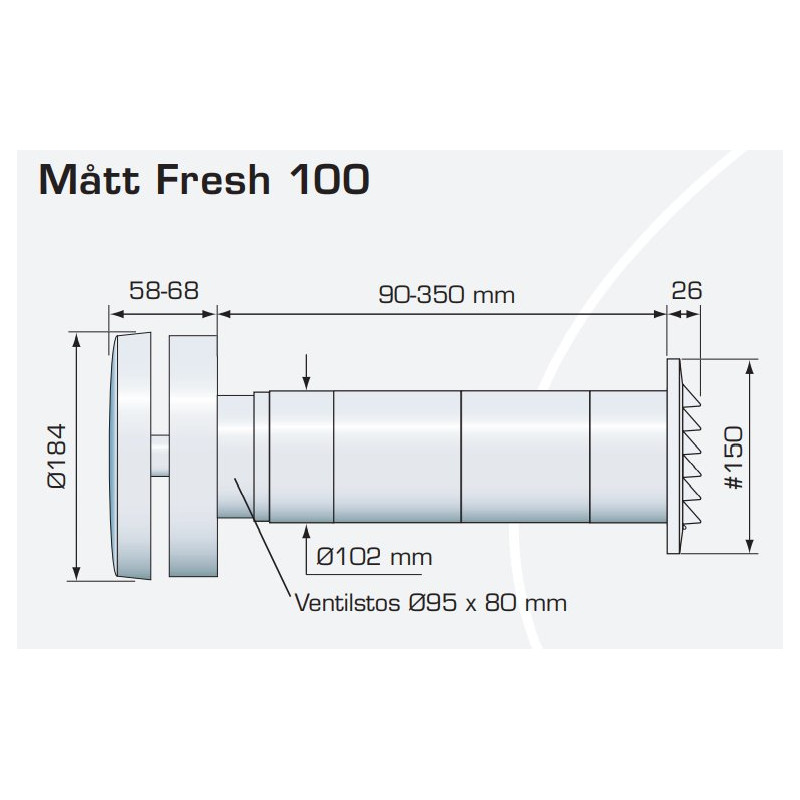 Väggventil F100 D102 vit 