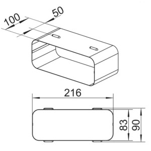 Ventilationskanal 228x98 Rörskarv inv. anslutning