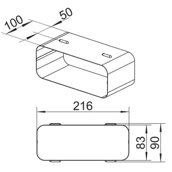 Ventilationskanal 228x98 Rörskarv inv. anslutning