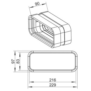 Ventilationskanal 228x98 Böjskarv utv. anslutning