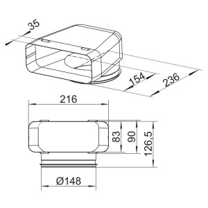 Ventilationskanal 228x98 Övergång 90 böj