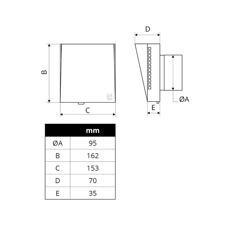 Flexit Invändig ventil Aero 100V2