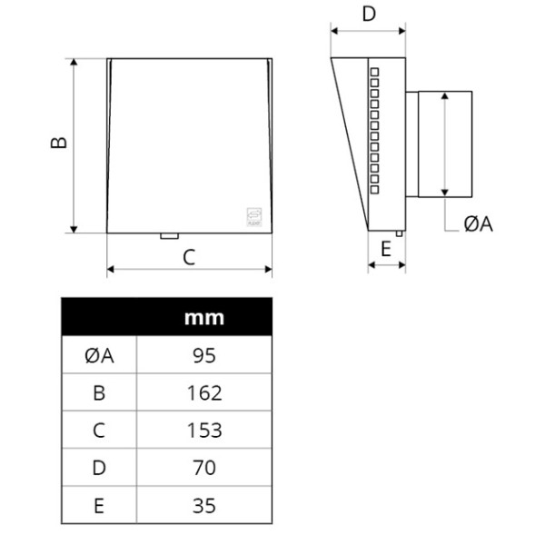 Flexit Invändig ventil Aero 100V2