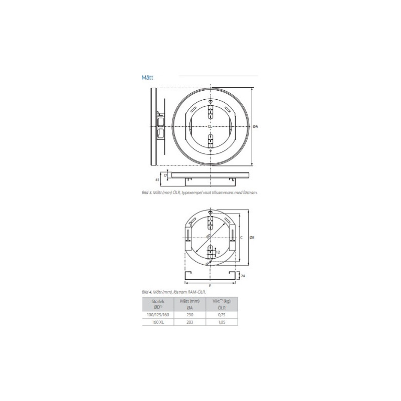 ÖLR 100/125/160 Cirkulärt överluftsdon (Par)