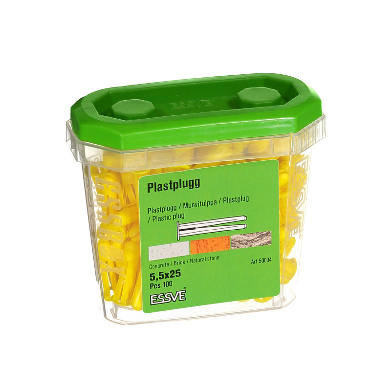 Plastplugg GUL 5,5X25 100/FRP