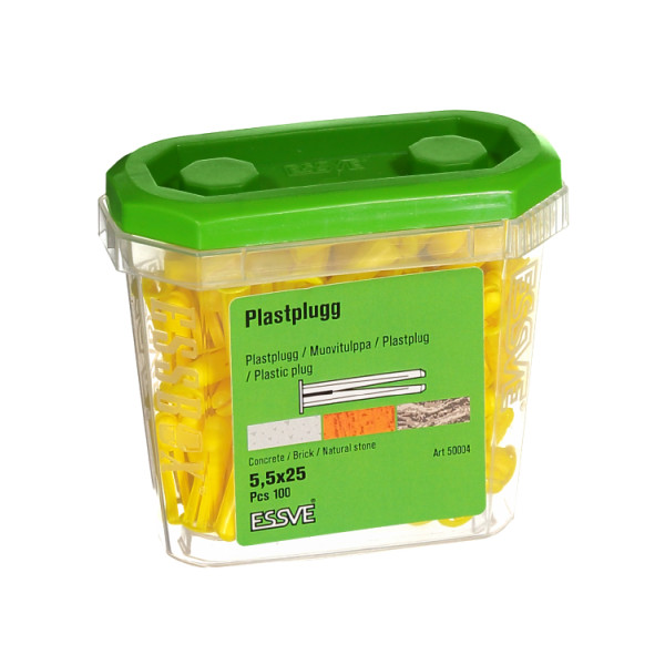 Plastplugg GUL 5,5X25 100/FRP