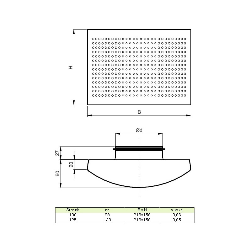 FläktWoods STQA-125 Tilluftsventil