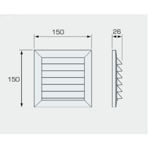 Utvändigt panelgaller 150x150 Svart