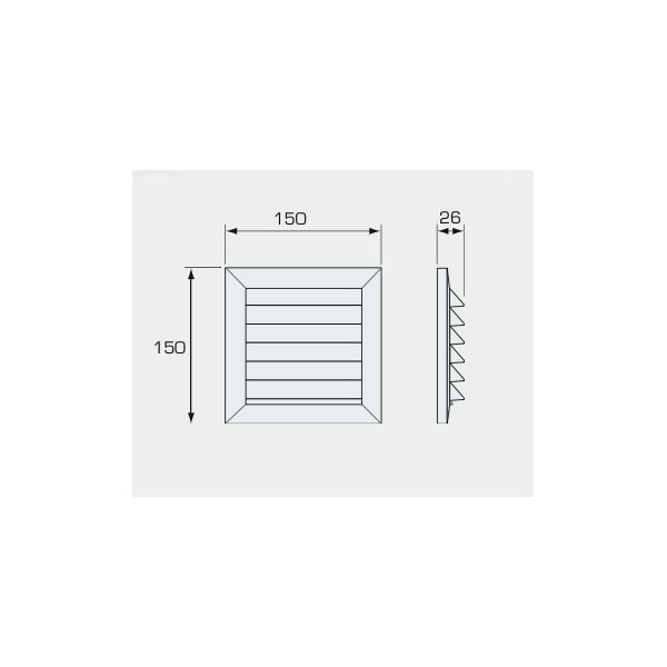 Utvändigt panelgaller 150x150 Svart