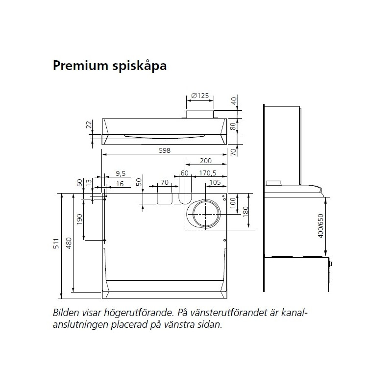 Swegon CASA Premium Rostfri 60cm Vänster