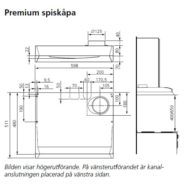 Swegon CASA Premium Rostfri 60cm Vänster