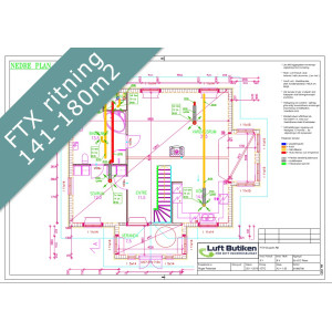 Ventilationsritning FTX system 1-plan 141-180 m2