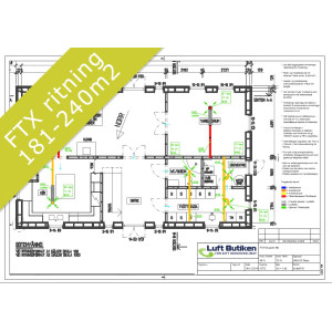 Ventilationsritning FTX system 1-plan 181-240 m2